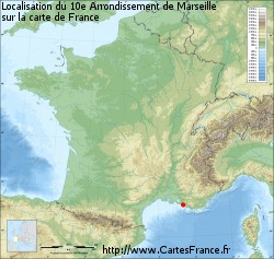 10e Arrondissement de Marseille sur la carte de France